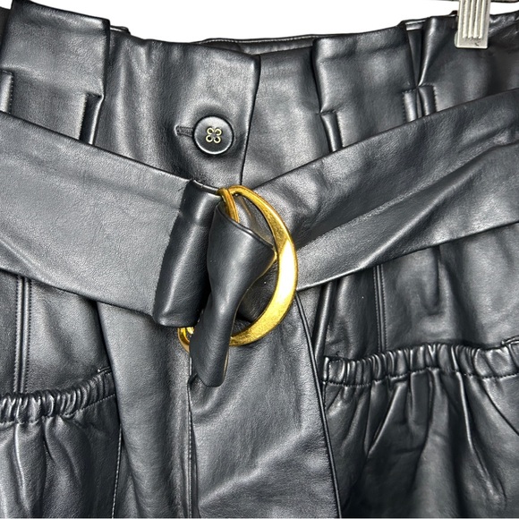 NWT Tularosa Jenna Faux Leather Midi Button Down Belted Skirt Black Size Small - Picture 9 of 14